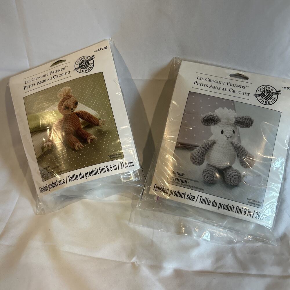 Lot 2 Loops And Threads Lil Crochet Friends Sloth and Lamb